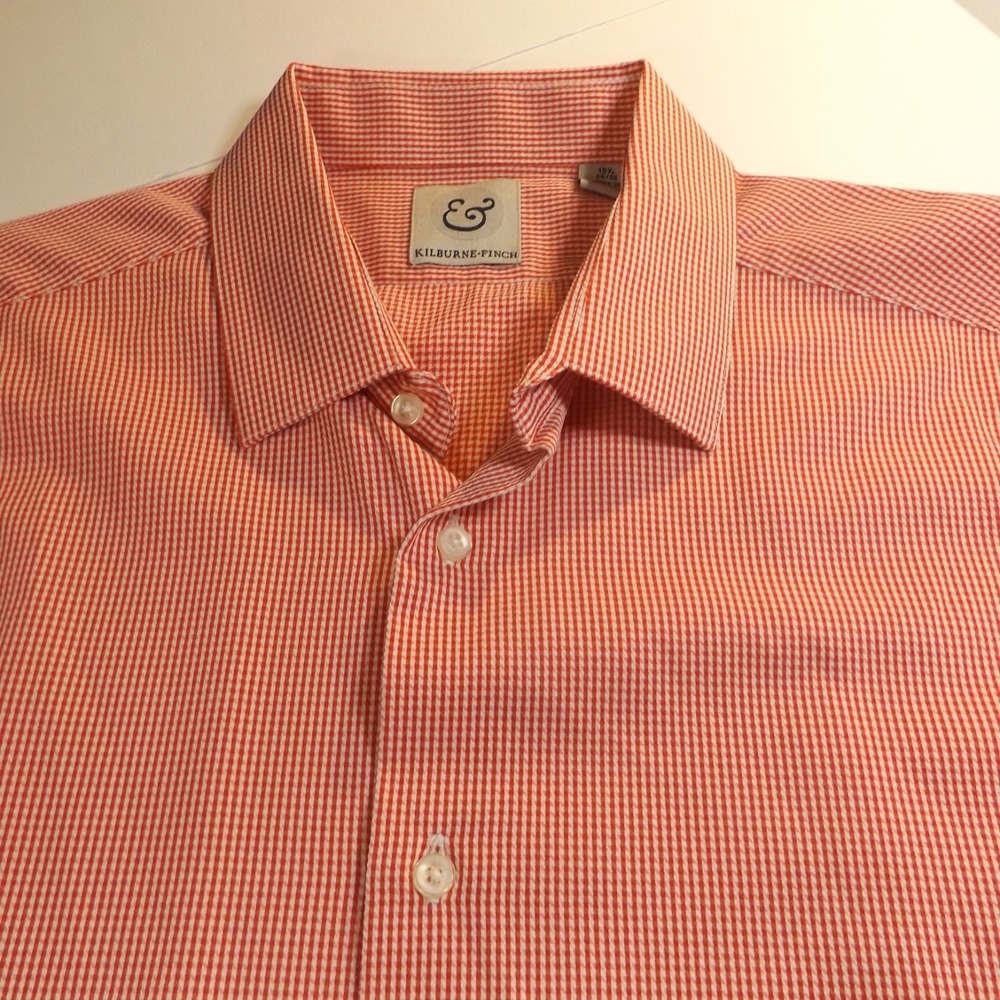 Eilburne-Finch Men's Red/White Check Button Down, Size 15 1/2